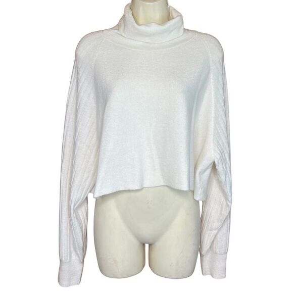 All Saints Wool & Alpaca Blend Turtleneck Cropped Sweater NWOT Size Large - Picture 1 of 5